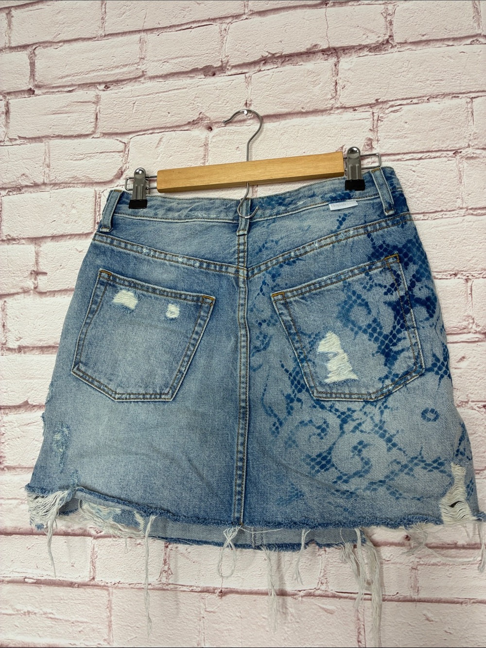 Boyish Custom Upcycled Corey Skirt Factory Distressed Button Fly Denim - Picture 5 of 10